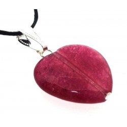 Ruby Coloured Quartz Gemstone Faceted Heart Pendant
